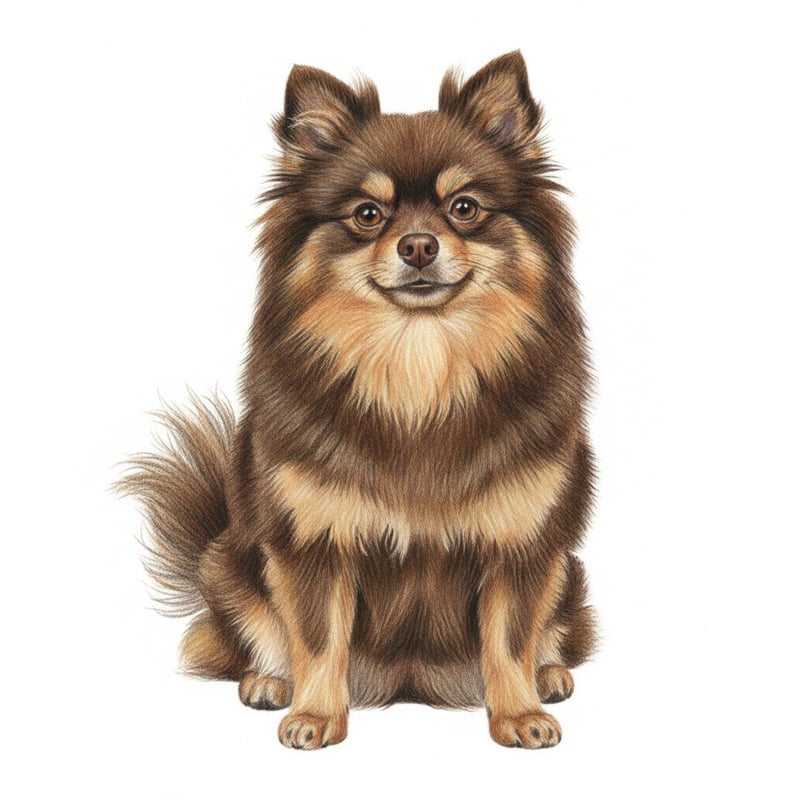 Realistic Chocolate Tan Pomeranian Drawing