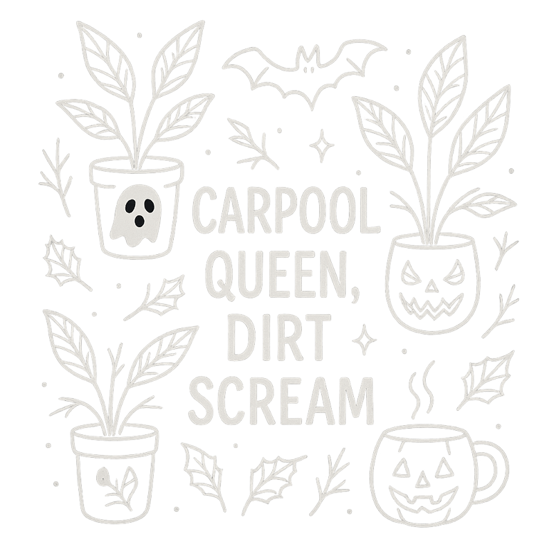 Spooky Plant Mom Line-Art Tee Design