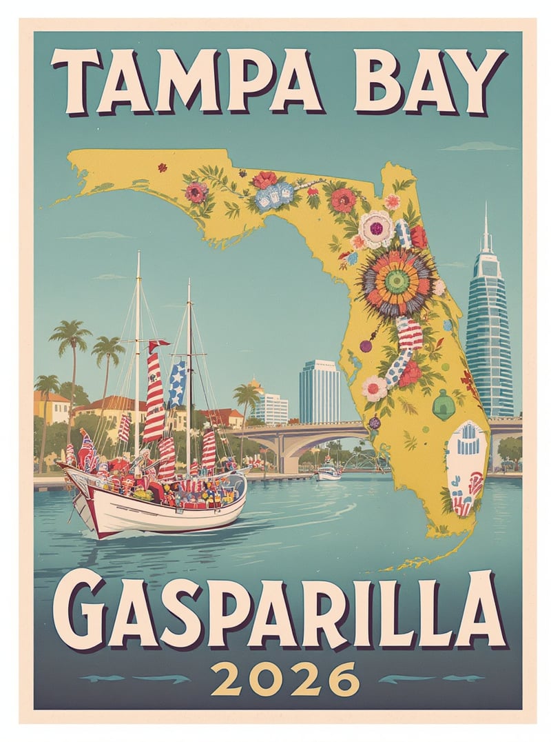 Retro Tampa Bay Gasparilla 2026 Poster