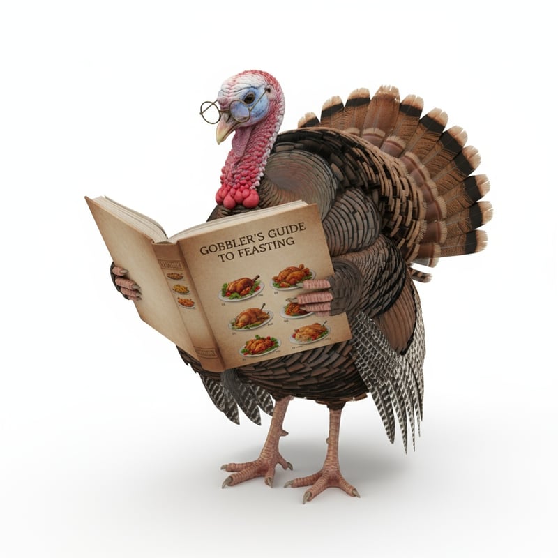 Turkey Reading Cookbook with Glasses