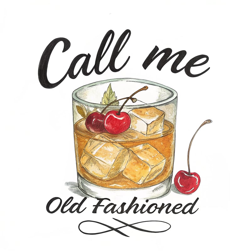 Watercolour whiskey glass with cherries