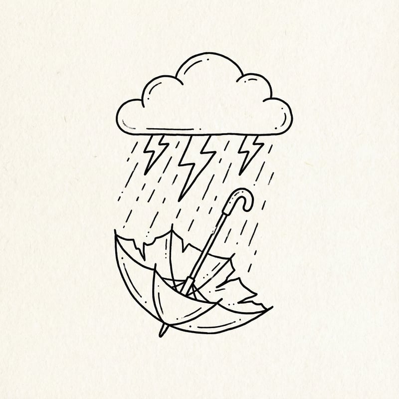 Minimalist Storm Cloud Tattoo Flash