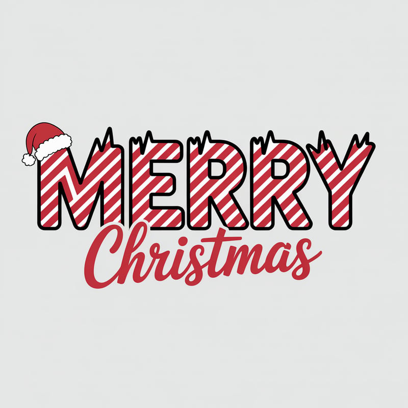 Merry Christmas Candy Cane Text Art