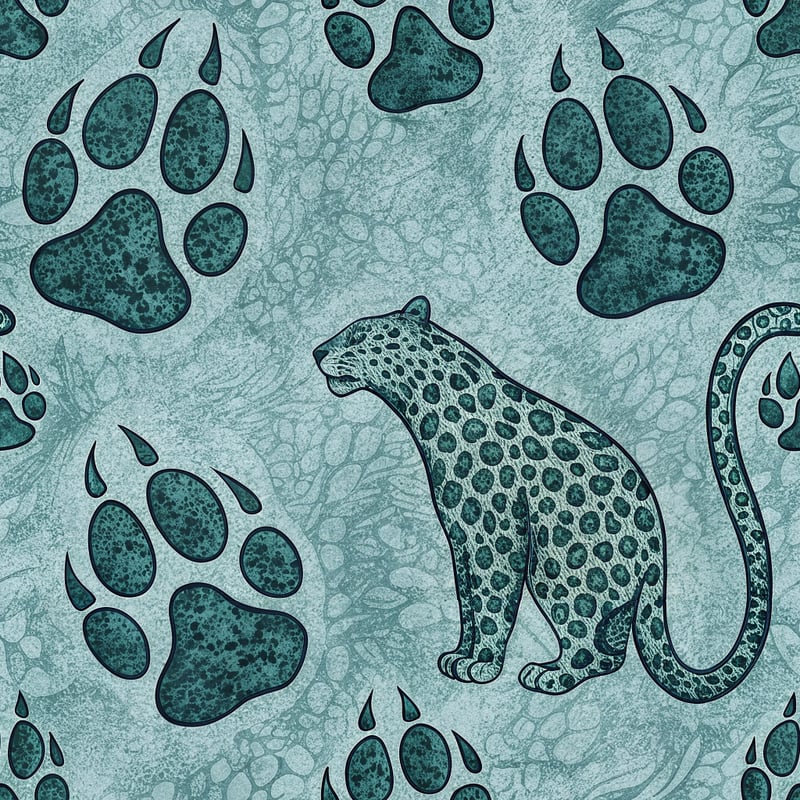 Cougar Paw Print Seamless Pattern