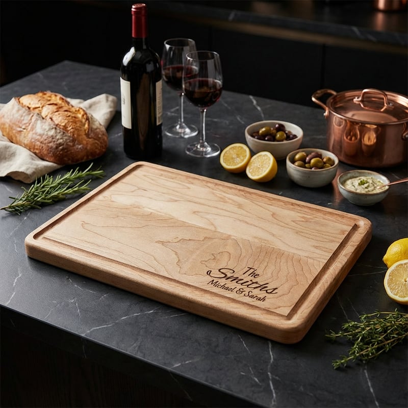 Engraved Cutting Board on Luxury Kitchen Island
