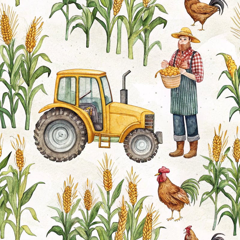 Rustic Yellow Tractor Farm Graphic