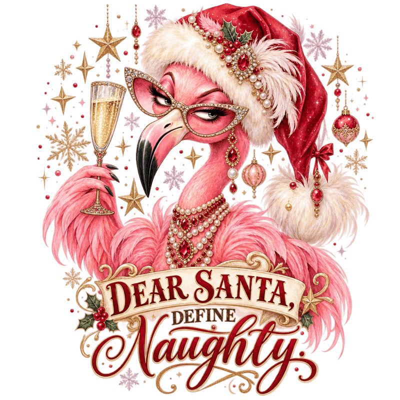 Watercolor Glam Christmas Flamingo