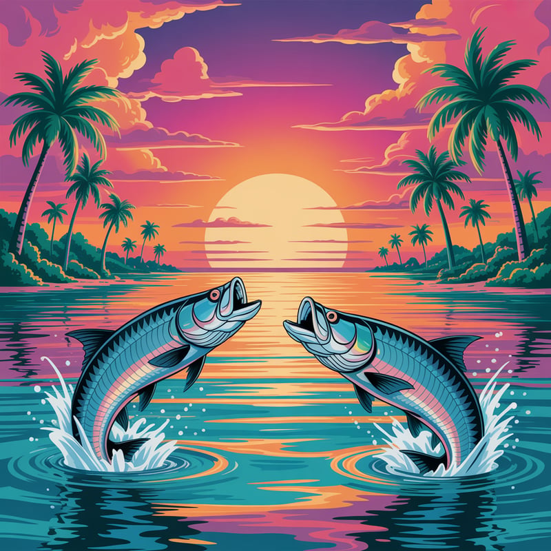 1980s Airbrush Tropical Beach Pattern