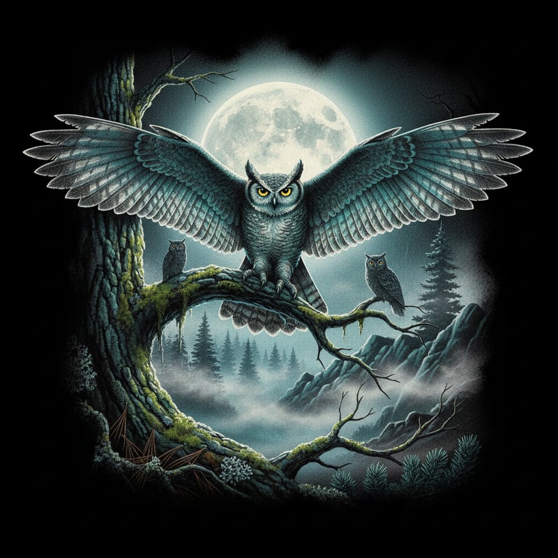 1990s Vintage Airbrush Owl Art