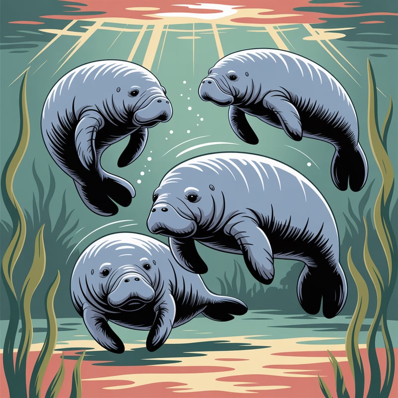 Seamless Florida Manatee Pattern