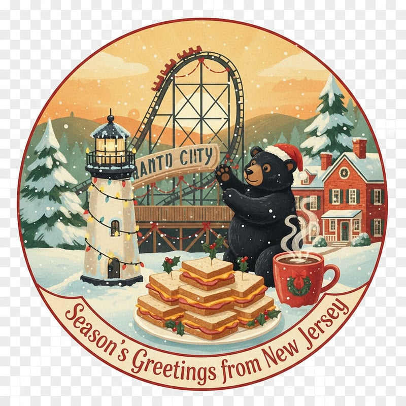 Round Whimsical NJ Christmas Design
