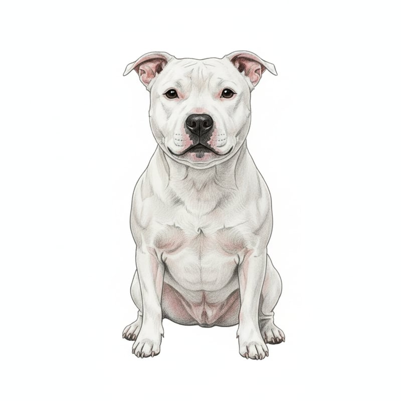 Realistic White Staffordshire Bull Terrier