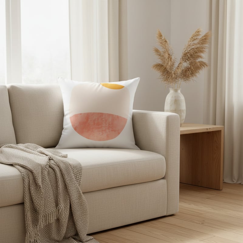 Japandi Living Room with Minimalist Pillow