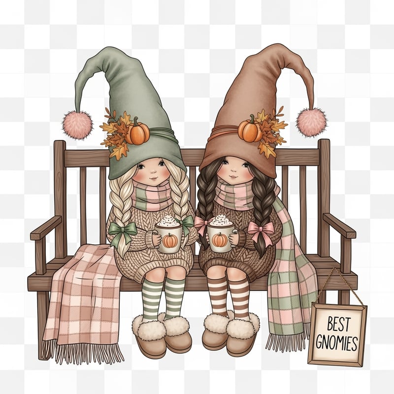 Whimsical Fall Gnomies Coffee Date