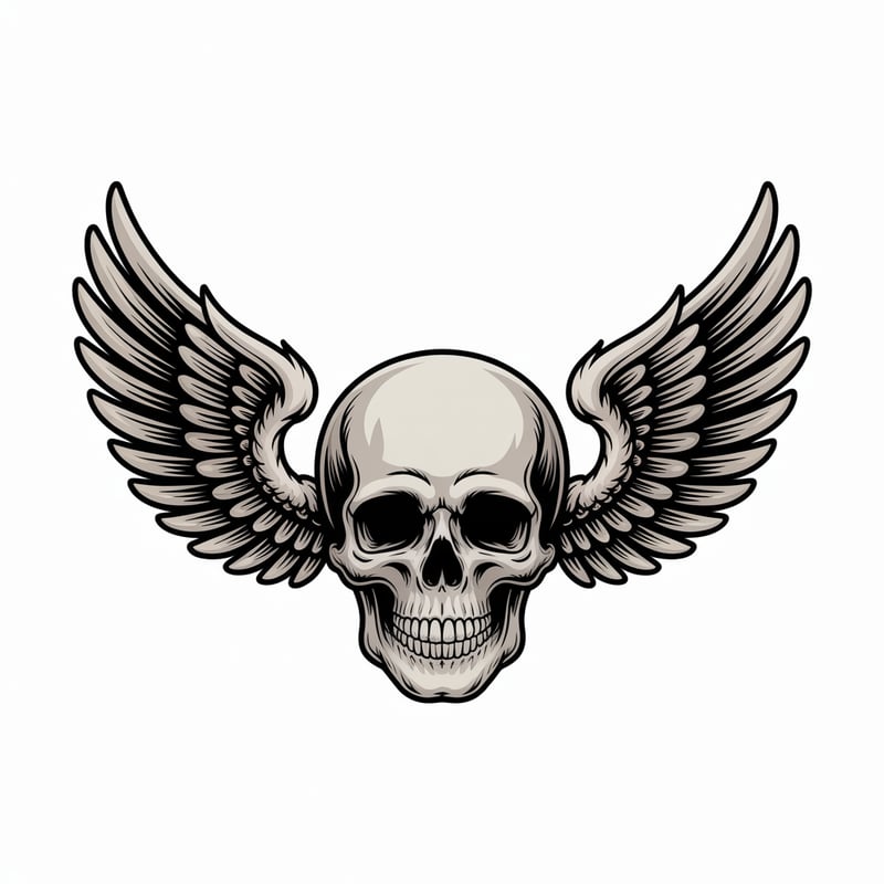 Skull with Angel Wings Vector