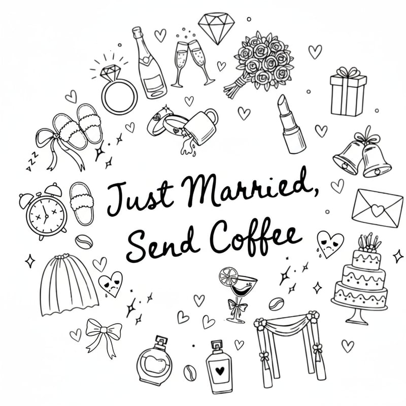 Just Married Coffee Doodle Design