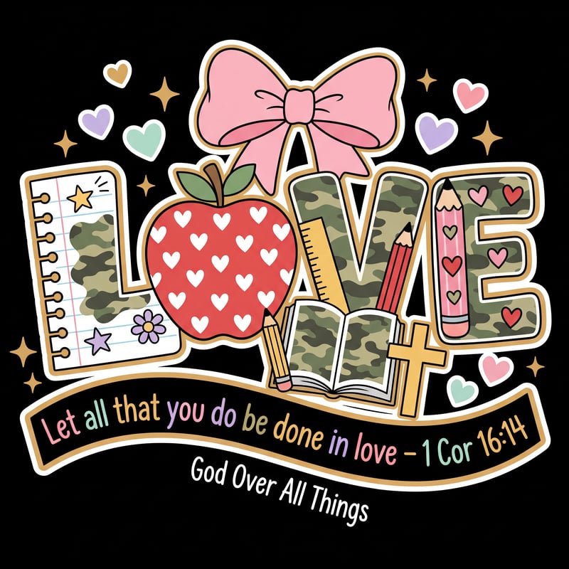 Faith-Based Teacher Illustration with LOVE