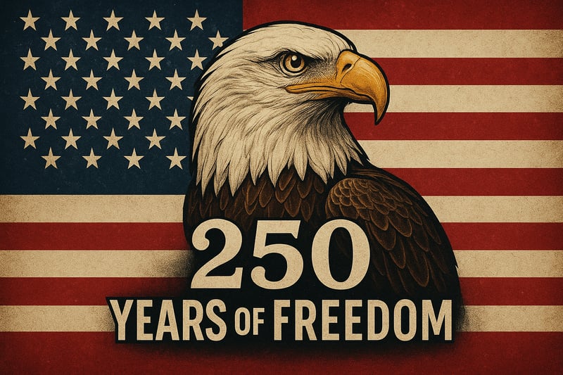 USA Flag with Eagle - 250 Years of Freedom