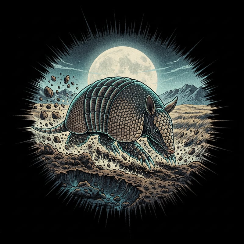 Vintage 1990s Airbrush Armadillo Art