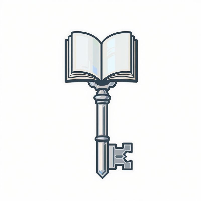 Minimalist Vintage Key with Book Head