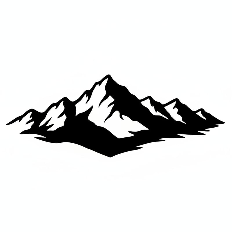 Black and White Mountain Vector Art