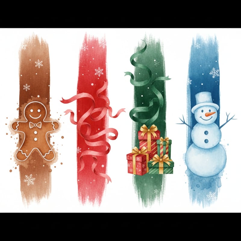 Watercolor Holiday Brushstroke Collage