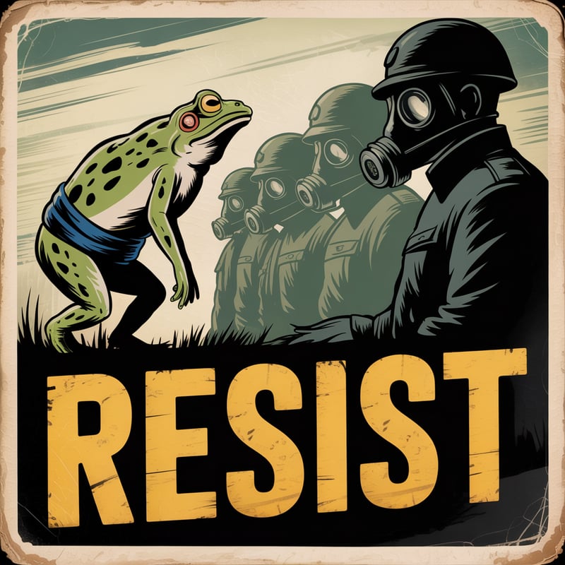 Vintage Propaganda Poster with Frog