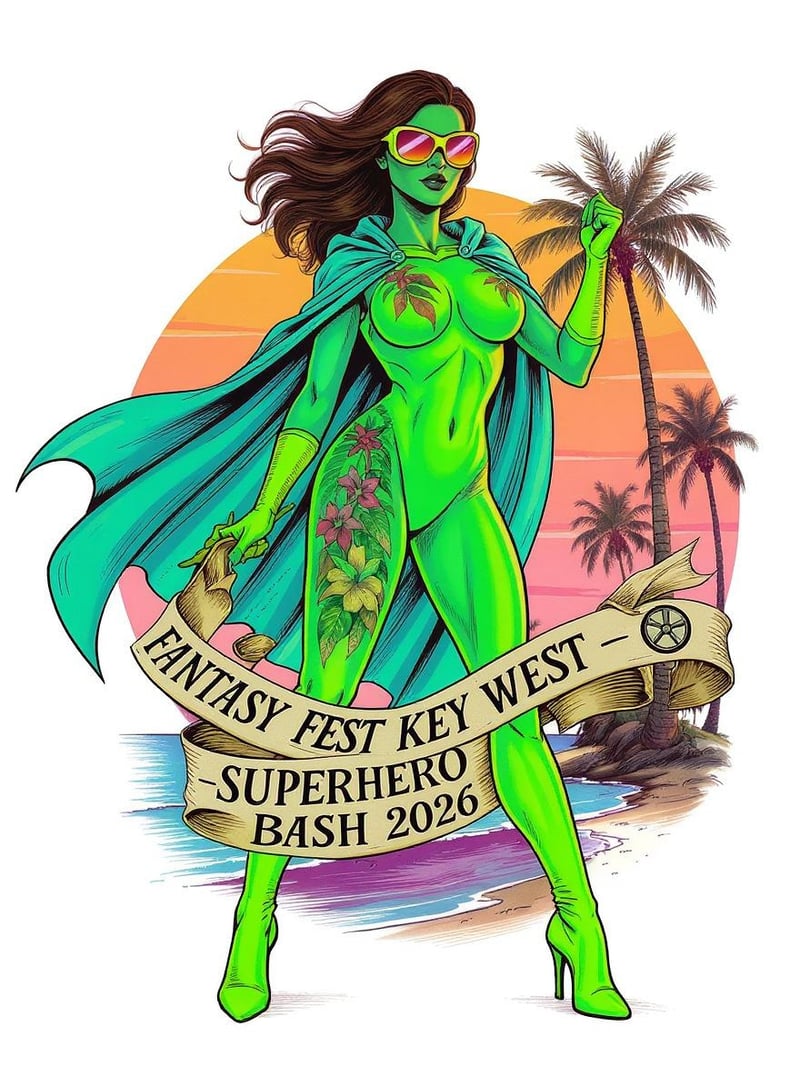 Sexy Island Superhero Pin-Up PNG