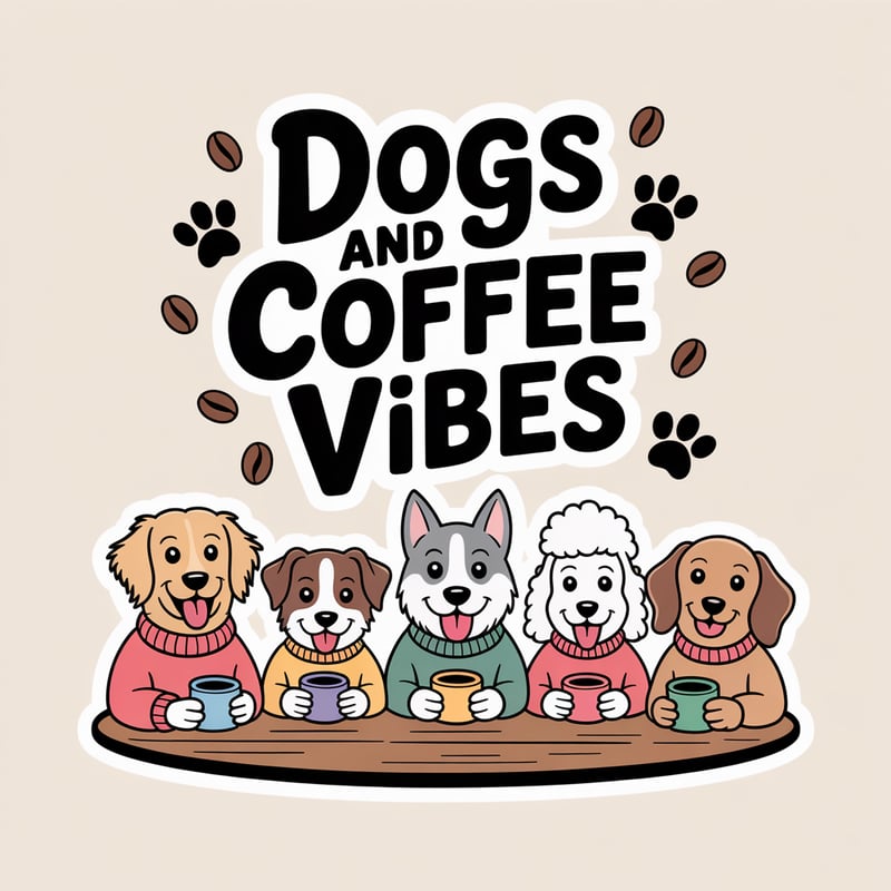 Cartoon Dogs Enjoying Coffee