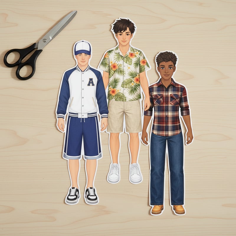 Realistic Paper Doll Mockup Photo