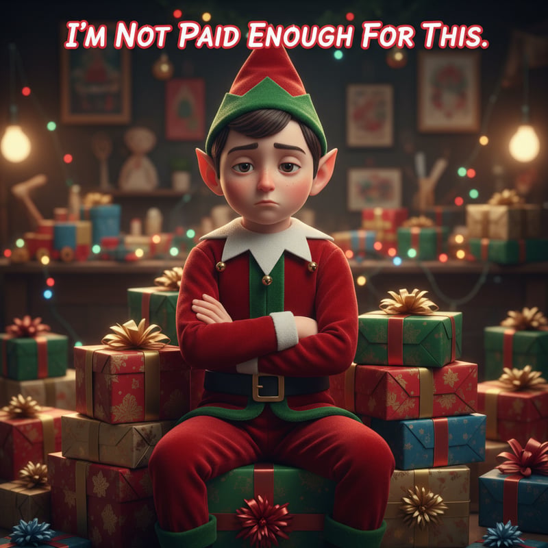 Christmas Elf on Gift Boxes
