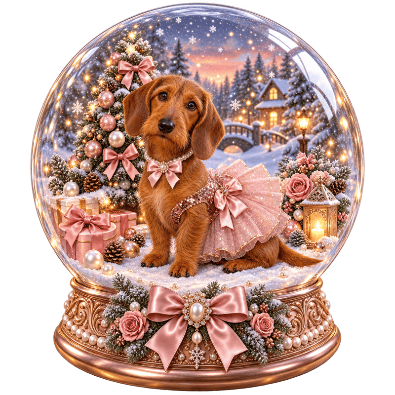 Red Wirehaired Dachshund Snow Globe