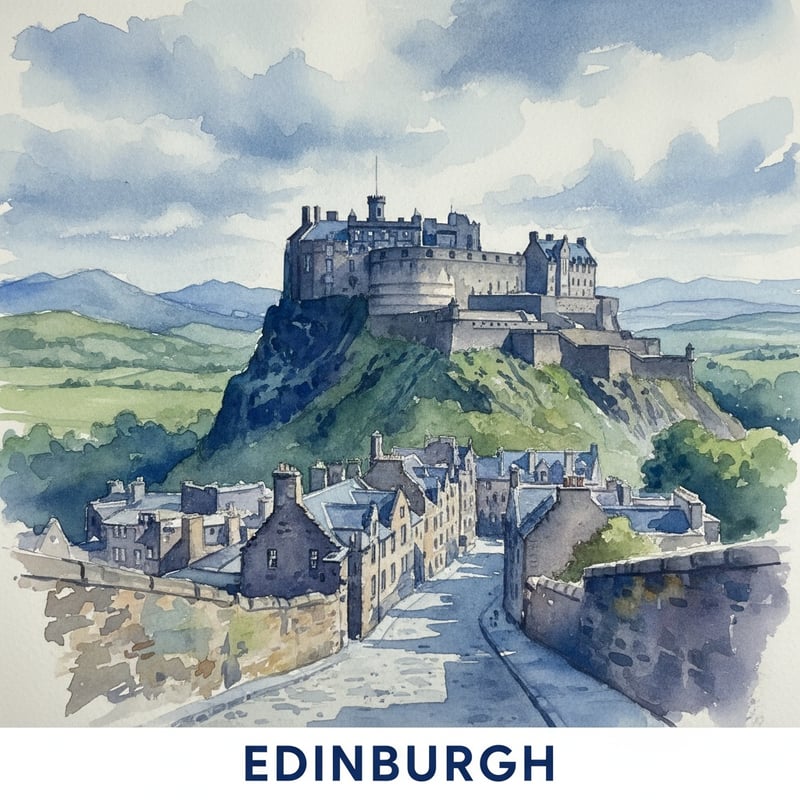 Watercolor Painting of Edinburgh Castle