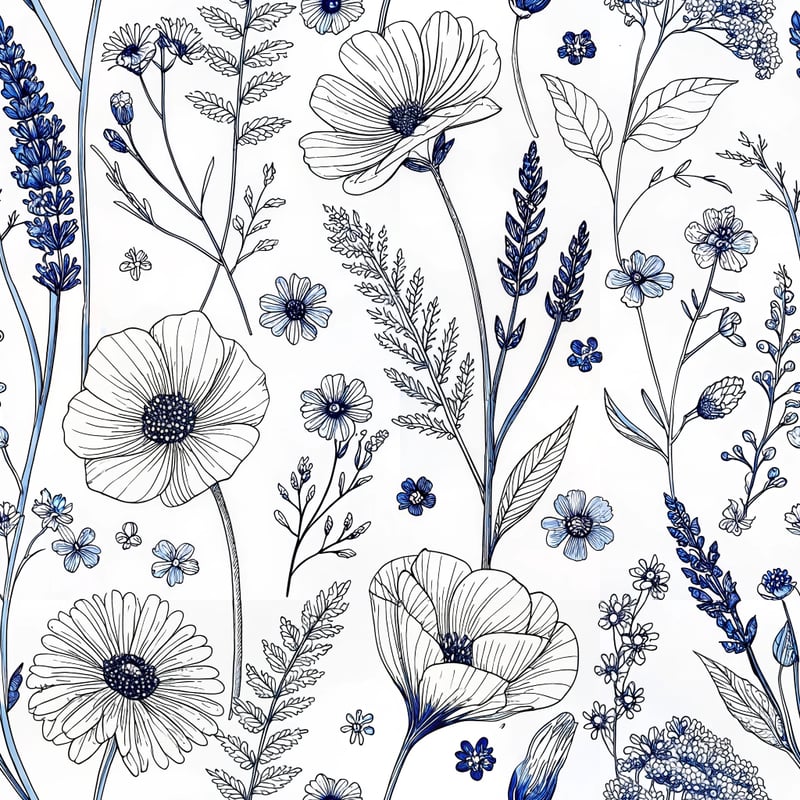 Botanical Line Art Pattern