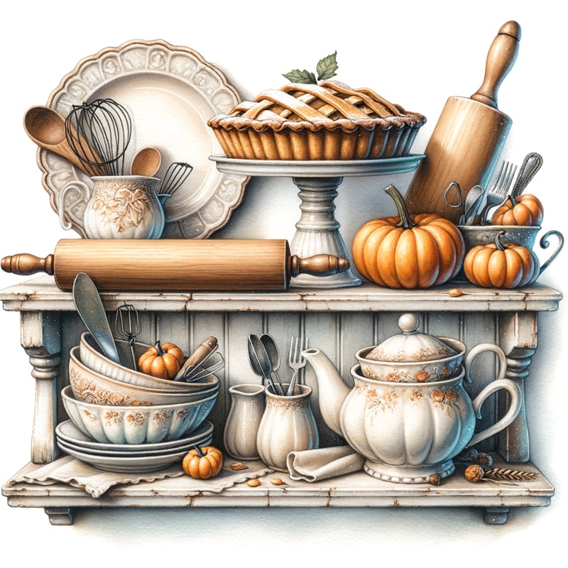 Rustic Kitchen Shelf Watercolor Art