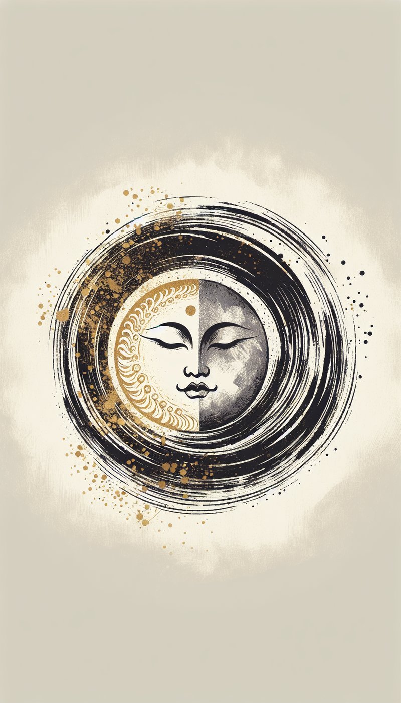 Zen Brush-Stroke Enso with Gold Ink