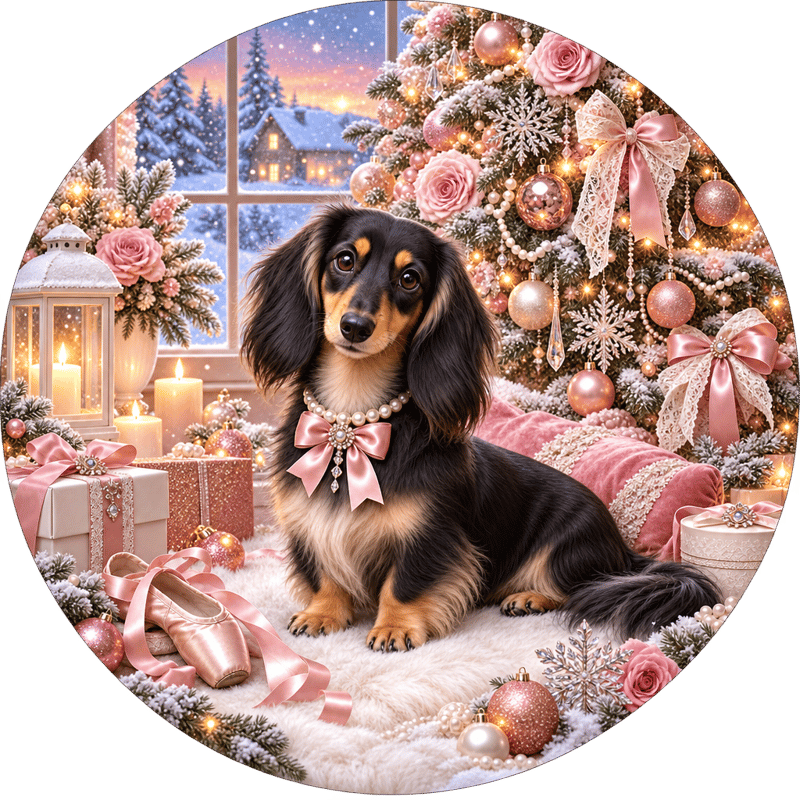 Black-and-Cream Dachshund Christmas