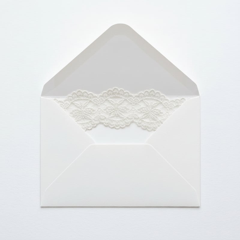White Lace Envelope on White Background