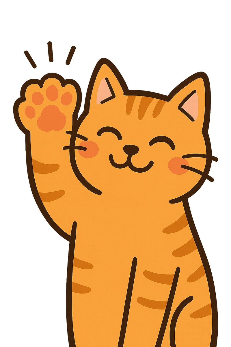 Smiling Cat Paw High-Five