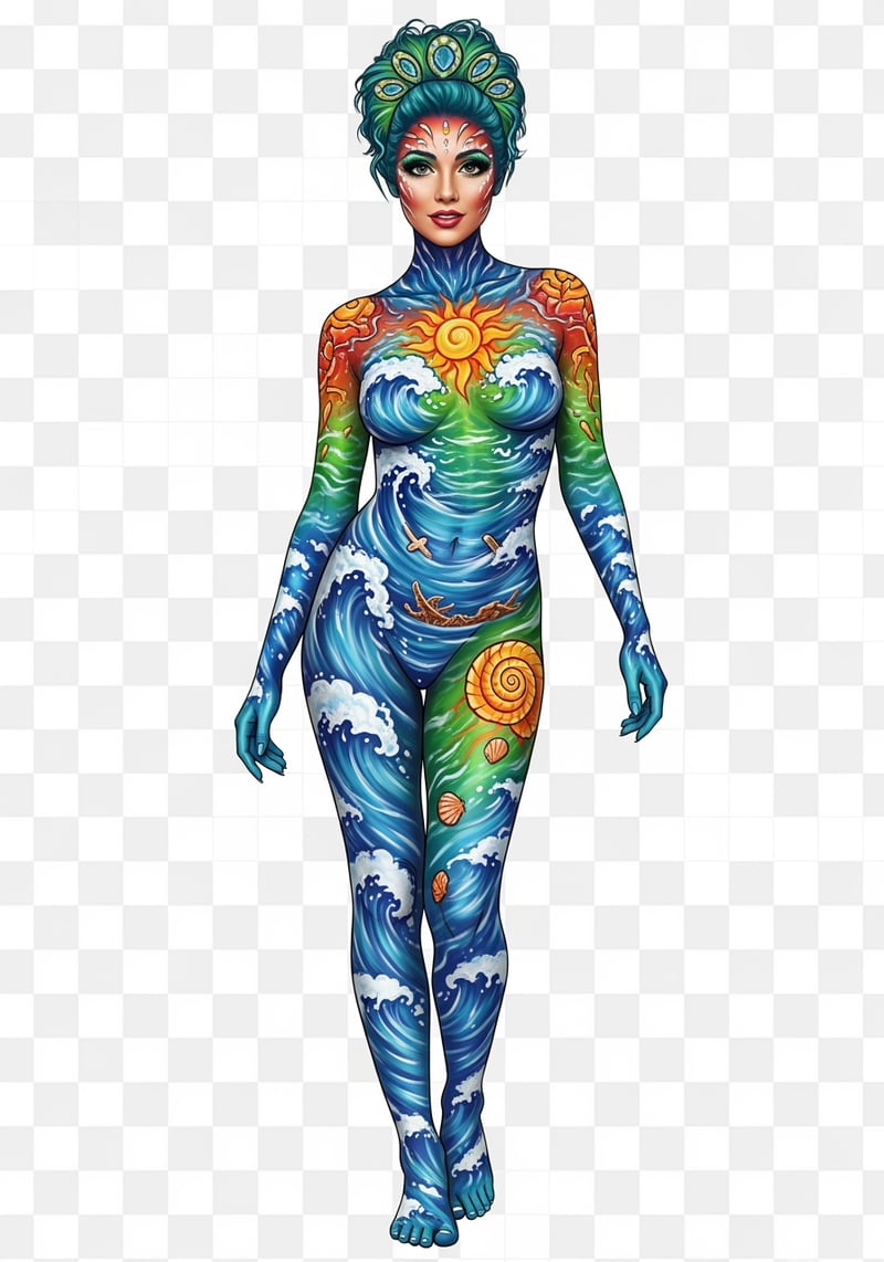 Ocean-Inspired Fantasy Fest Body Paint