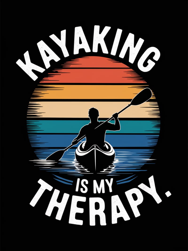 Vintage Kayaking Sunset Design