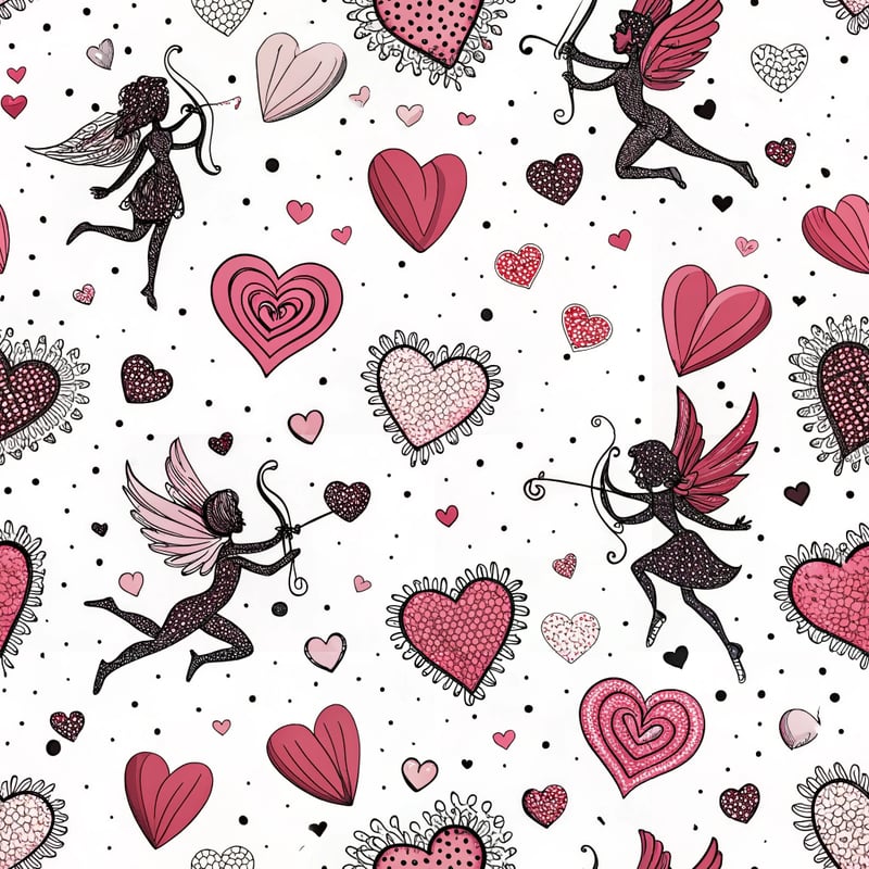 Candy-Colored Hearts with Cupid Motifs