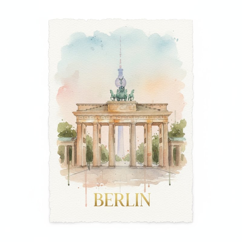 Watercolor Painting of Berlin Landmark
