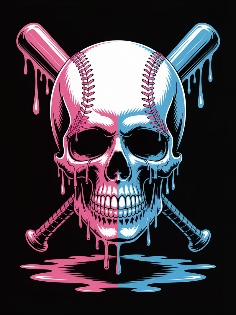 Cyberpunk Melting Skull Baseball Tee