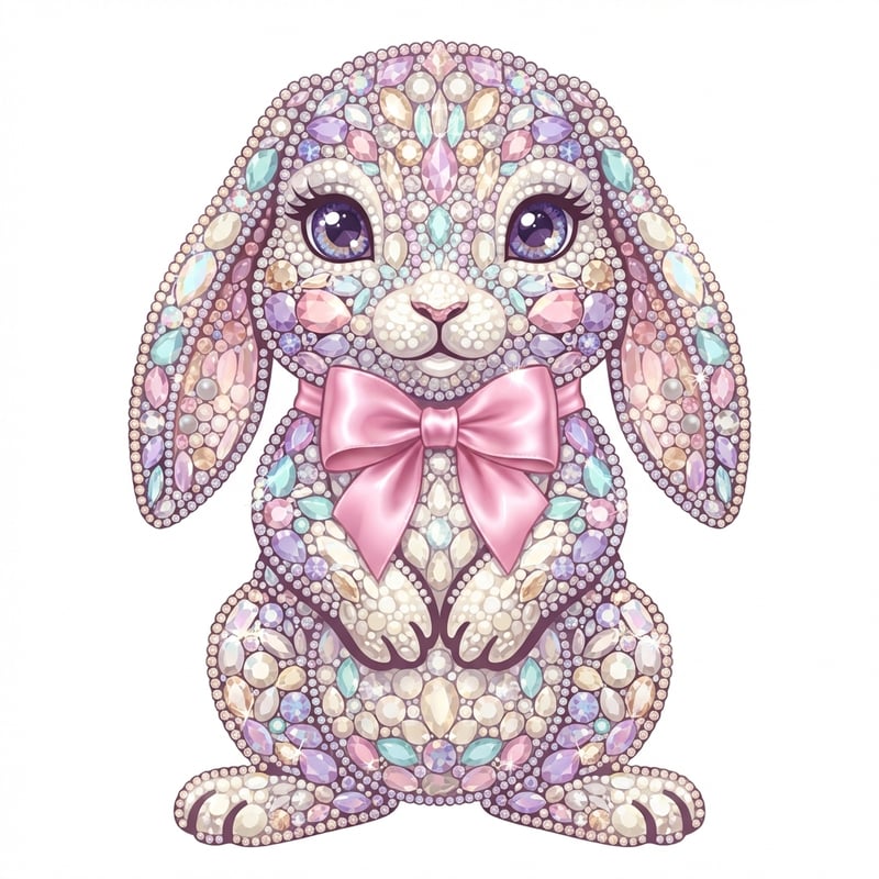 Luxury Rhinestone Bunny Illustration