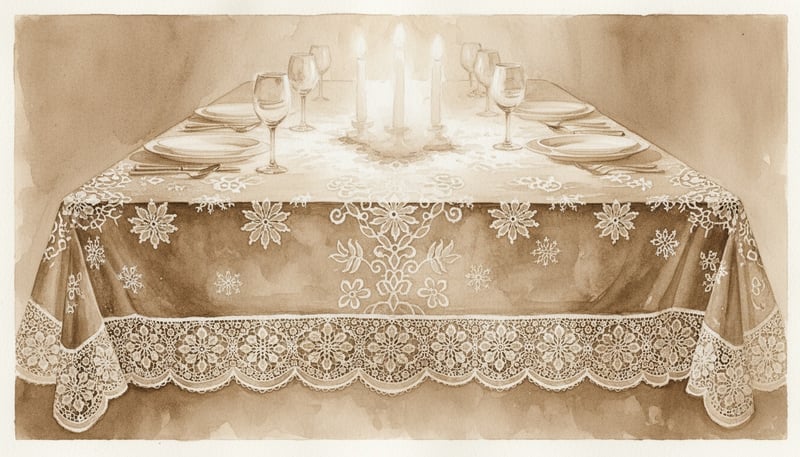 Monochromatic Lace Tablecloth Art