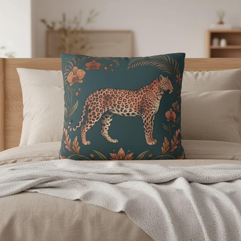 Serene Bedroom with Decorative Cushion
