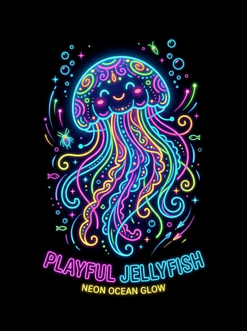 Neon Jellyfish T-Shirt Design