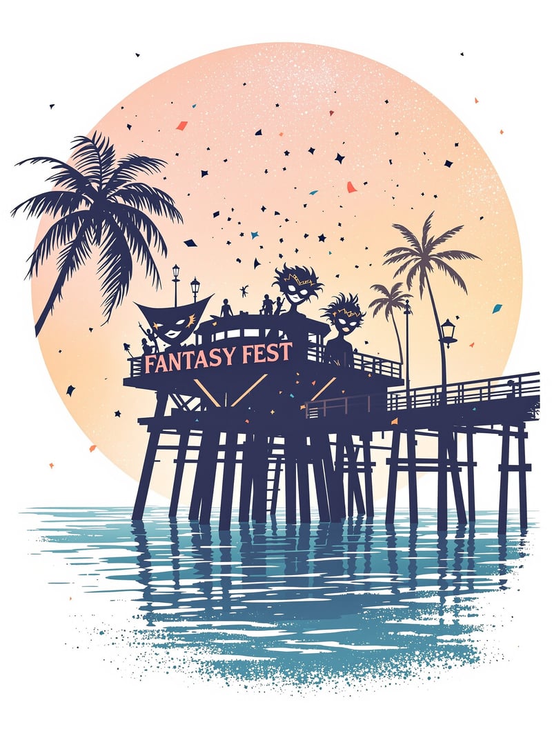 Fantasy Fest Retro Pier Silhouette