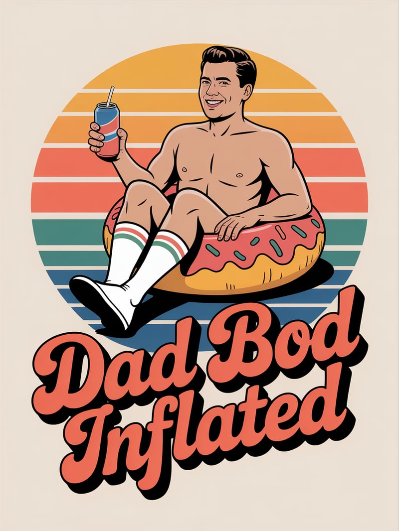 Vintage Dad in Donut Floatie